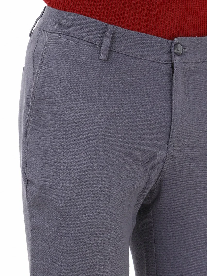 Hard Coal Weaving Slim Fit Casual Cotton Blended Trousers 