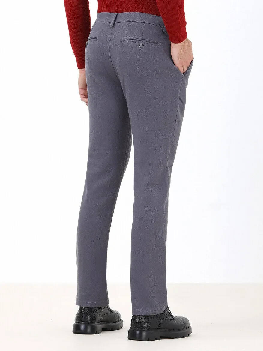 Hard Coal Weaving Slim Fit Casual Cotton Blended Trousers - 5