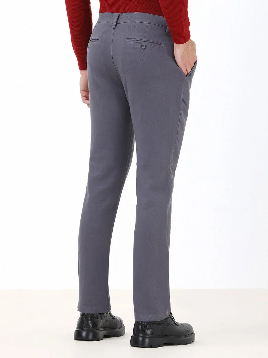 Hard Coal Weaving Slim Fit Casual Cotton Blended Trousers - 5