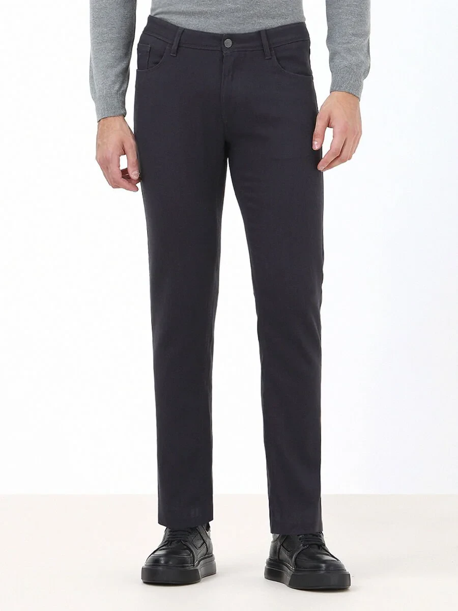 Hard Coal Weaving Slim Fit Casual Cotton Blended Trousers - 1