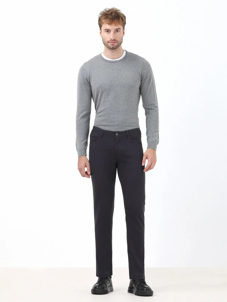 Hard Coal Weaving Slim Fit Casual Cotton Blended Trousers - 2