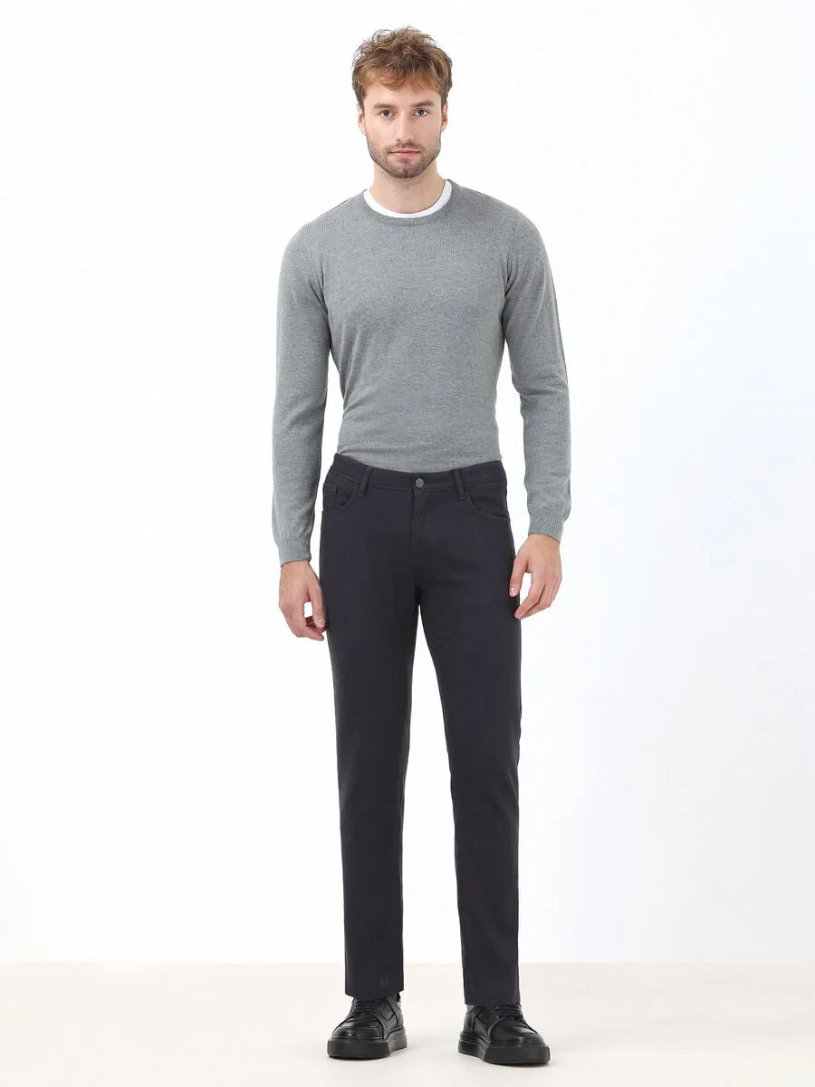 Hard Coal Weaving Slim Fit Casual Cotton Blended Trousers - 2