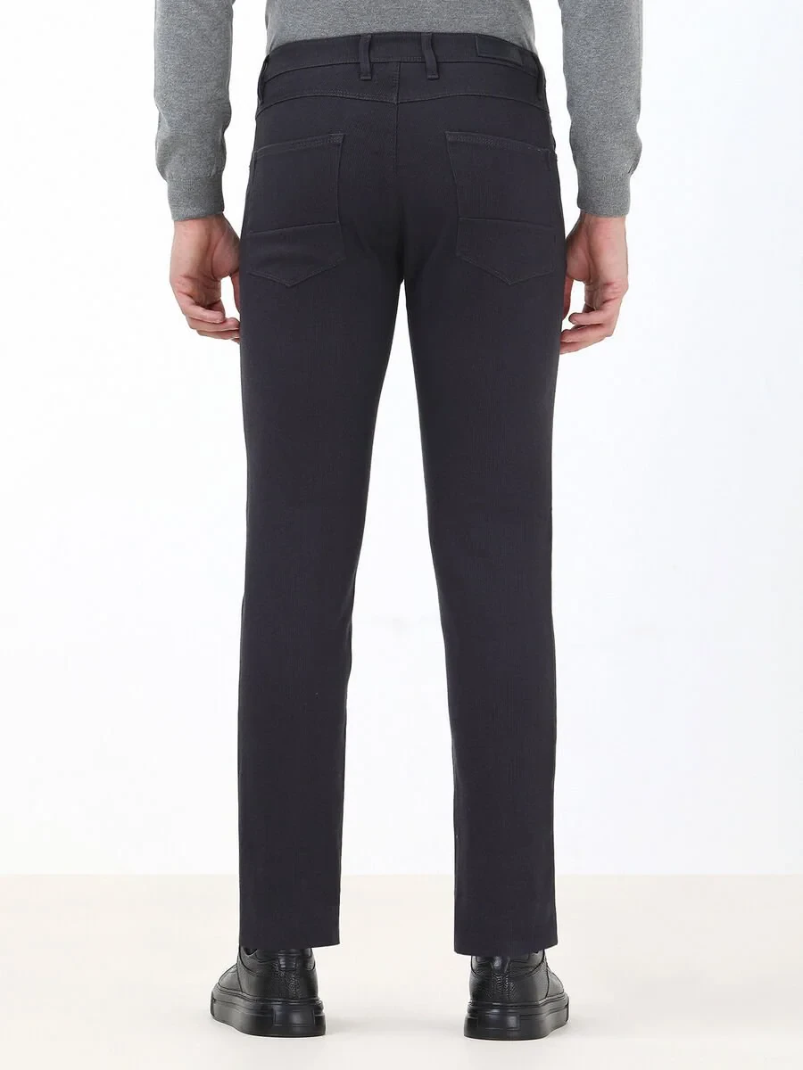 Hard Coal Weaving Slim Fit Casual Cotton Blended Trousers - 4