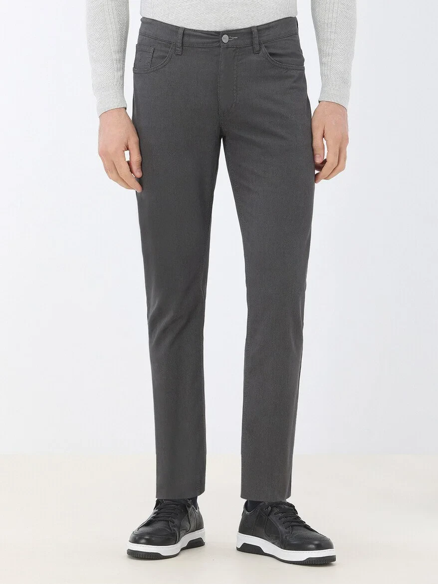 Hard Coal Weaving Slim Fit Casual Cotton Blended Trousers - 1