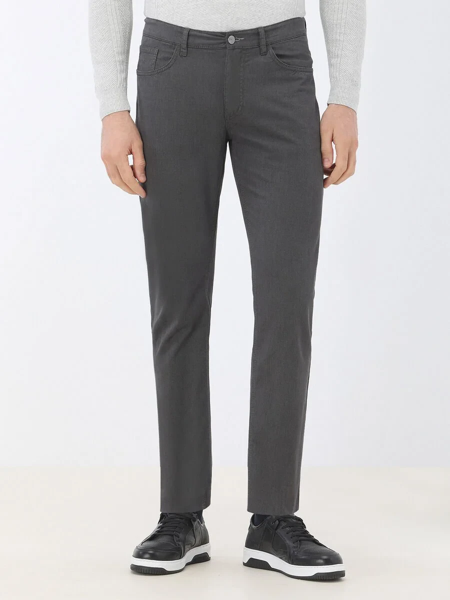 Hard Coal Weaving Slim Fit Casual Cotton Blended Trousers - 1