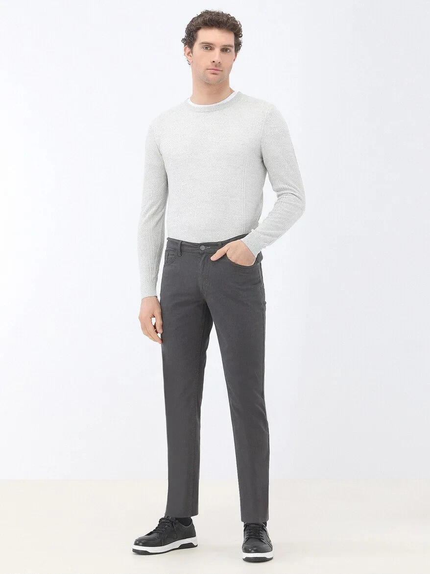 Hard Coal Weaving Slim Fit Casual Cotton Blended Trousers - 2