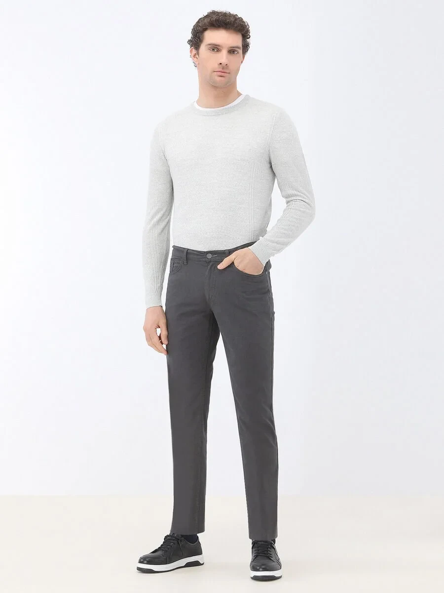 Hard Coal Weaving Slim Fit Casual Cotton Blended Trousers - 2