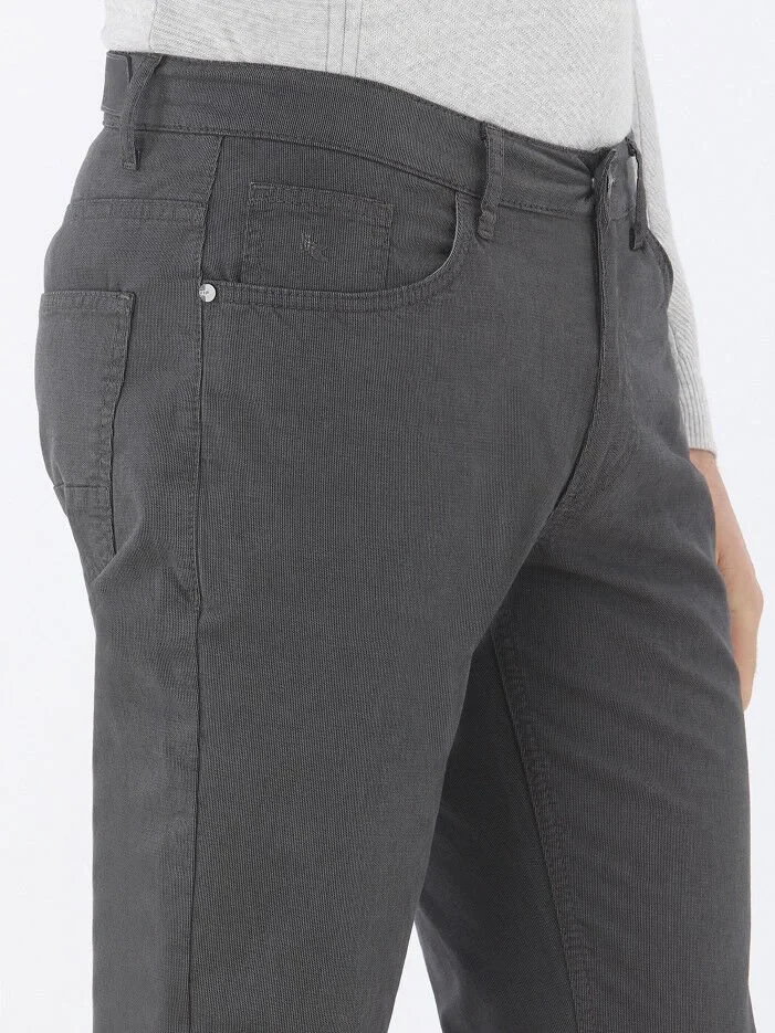 Hard Coal Weaving Slim Fit Casual Cotton Blended Trousers - 3