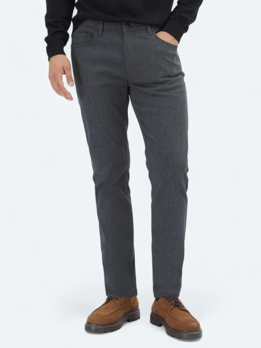 Hard Coal Weaving Slim Fit Casual Cotton Blended Trousers - 2