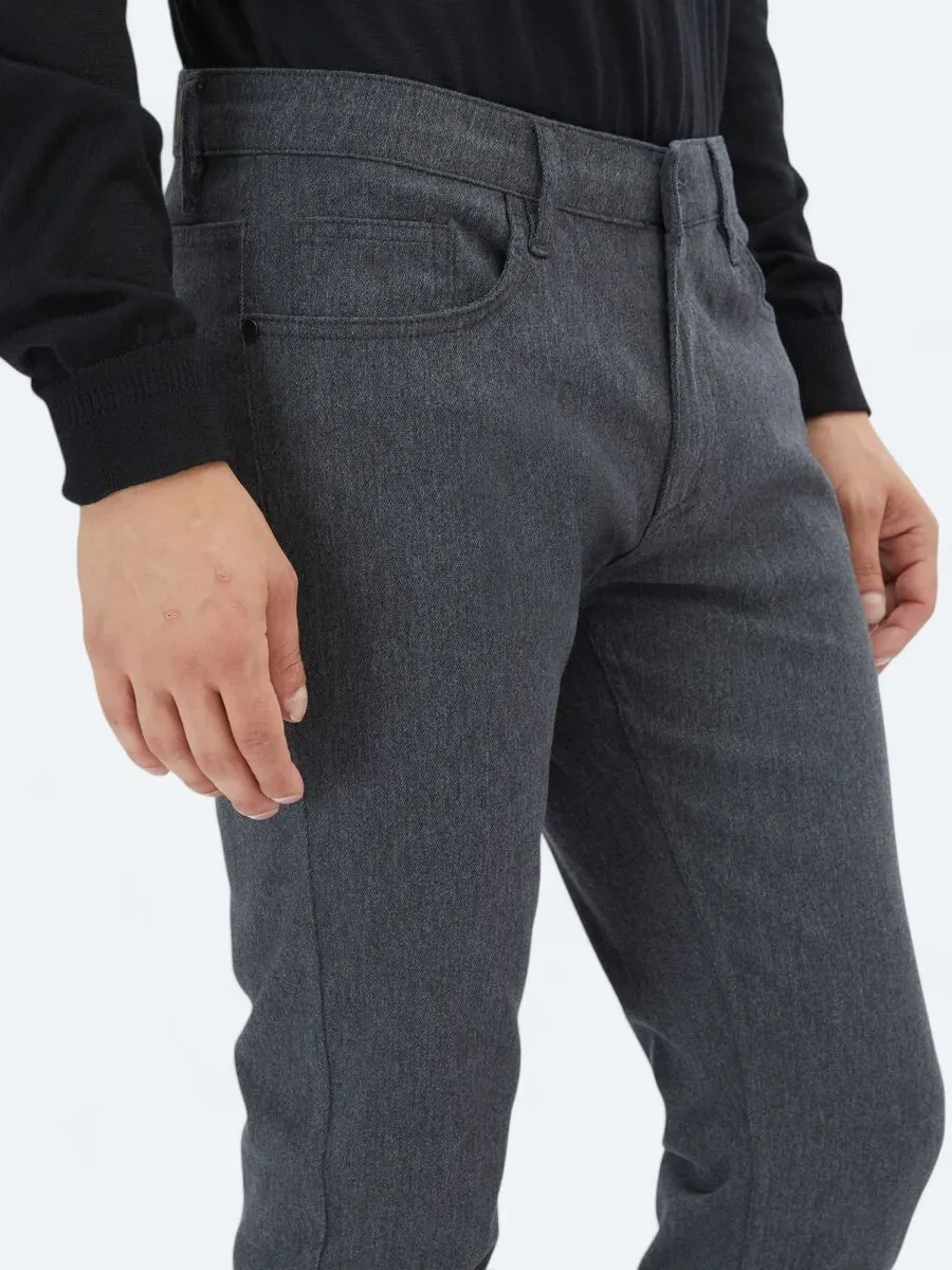 Hard Coal Weaving Slim Fit Casual Cotton Blended Trousers - 3