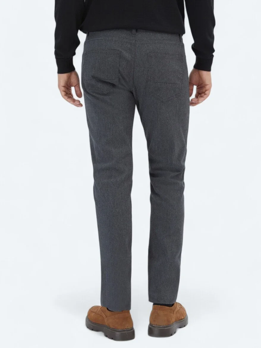 Hard Coal Weaving Slim Fit Casual Cotton Blended Trousers 