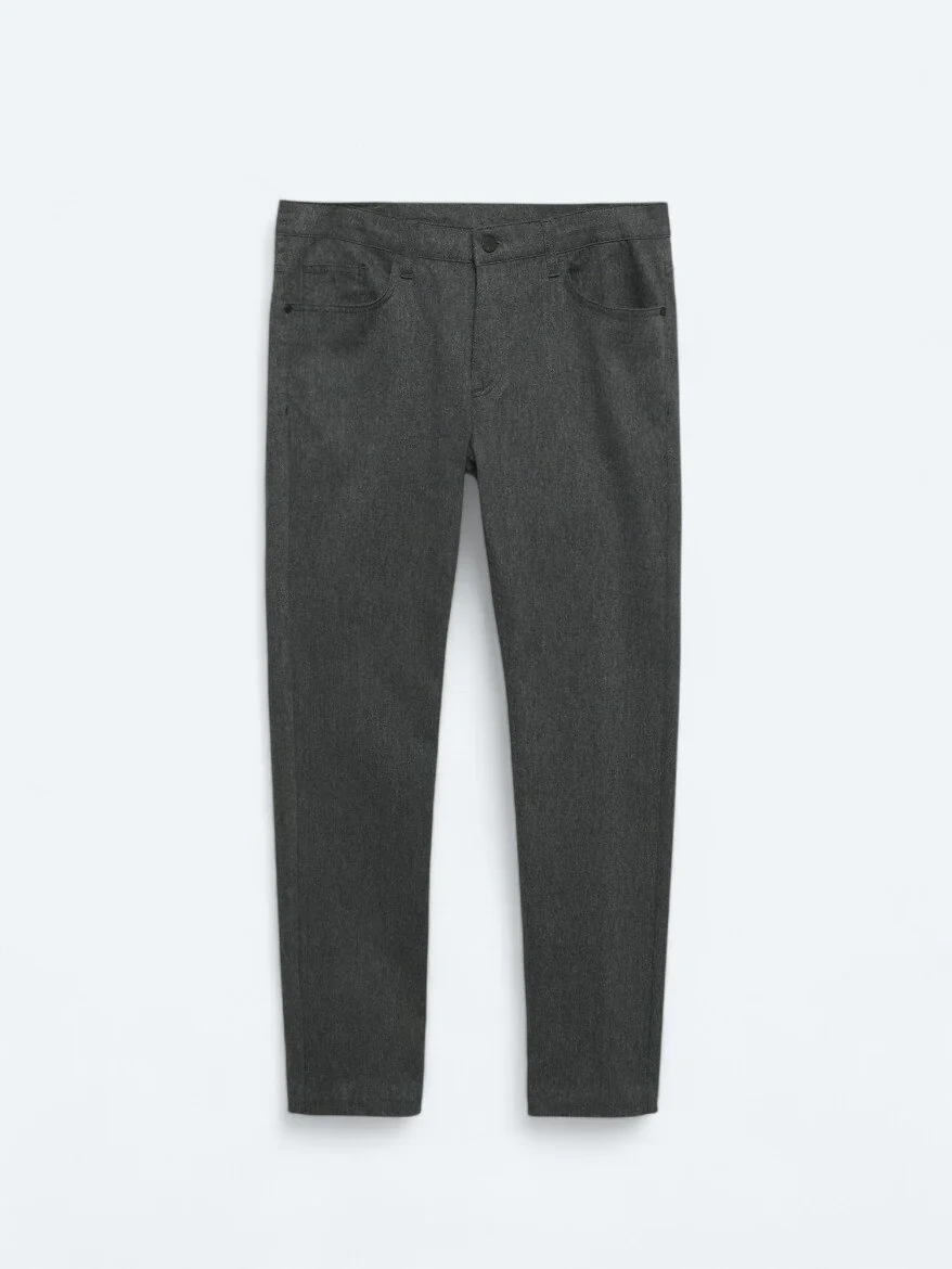 Hard Coal Weaving Slim Fit Casual Cotton Blended Trousers - 5