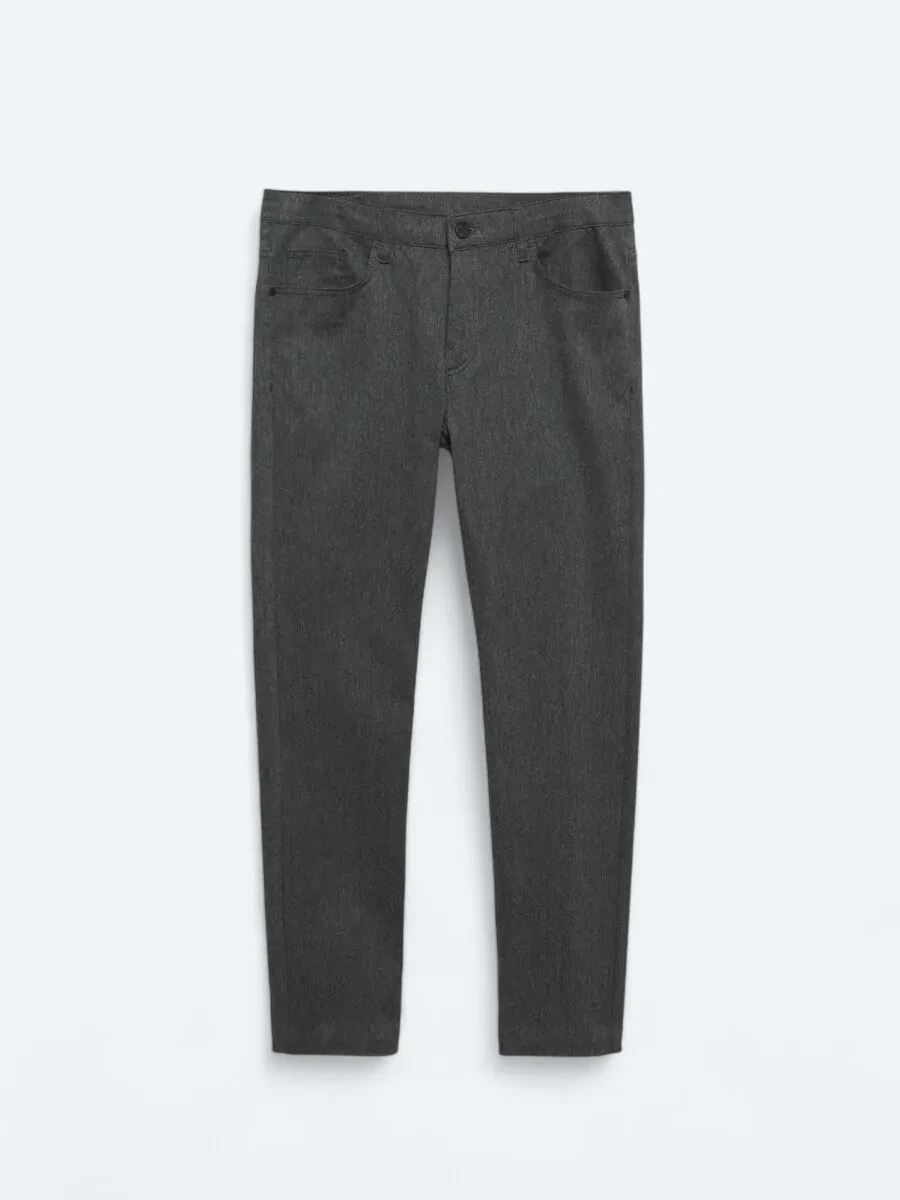 Hard Coal Weaving Slim Fit Casual Cotton Blended Trousers - 5