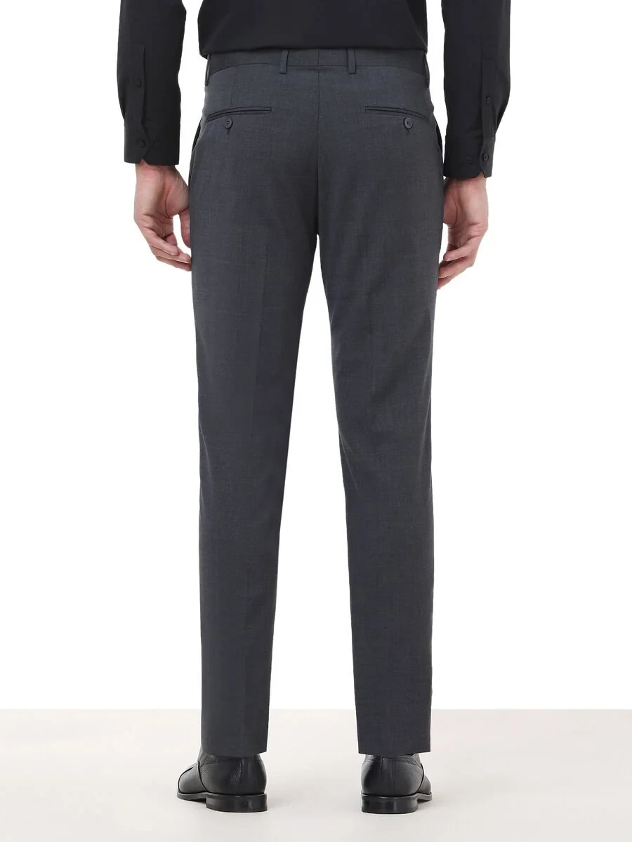 Hard Coal Weaving Slim Fit Classical Wool Blended Trousers - 4