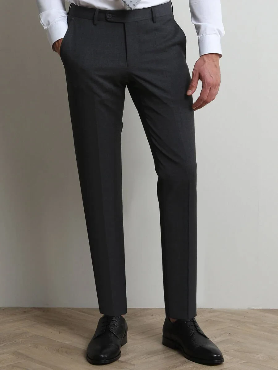 Hard Coal Weaving Slim Fit Classical Wool Blended Trousers - 1