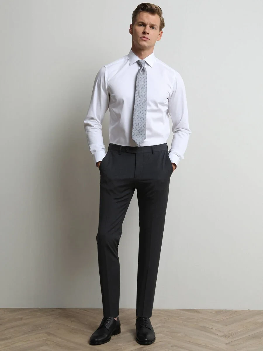 Hard Coal Weaving Slim Fit Classical Wool Blended Trousers - 2