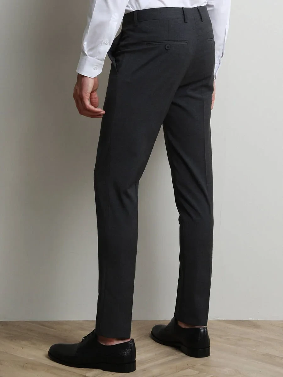 Hard Coal Weaving Slim Fit Classical Wool Blended Trousers - 4