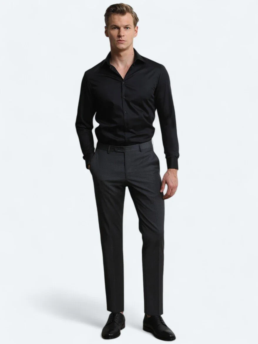Hard Coal Weaving Slim Fit Classical Wool Blended Trousers - 2