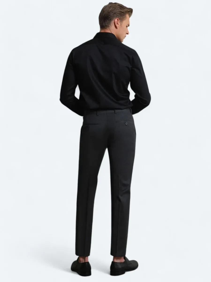 Hard Coal Weaving Slim Fit Classical Wool Blended Trousers - 4