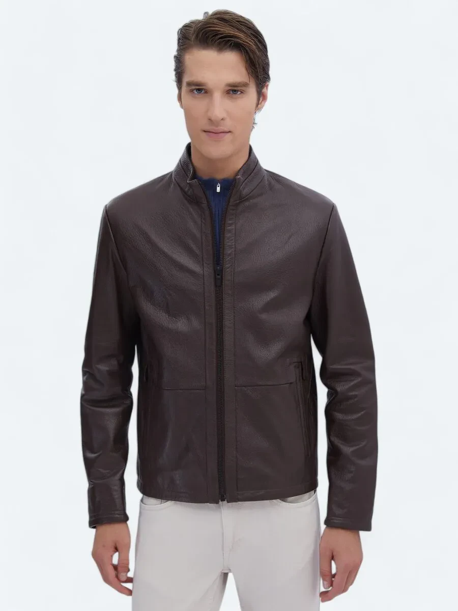 Hazelnut Sheep Leather Leather Coat - 3