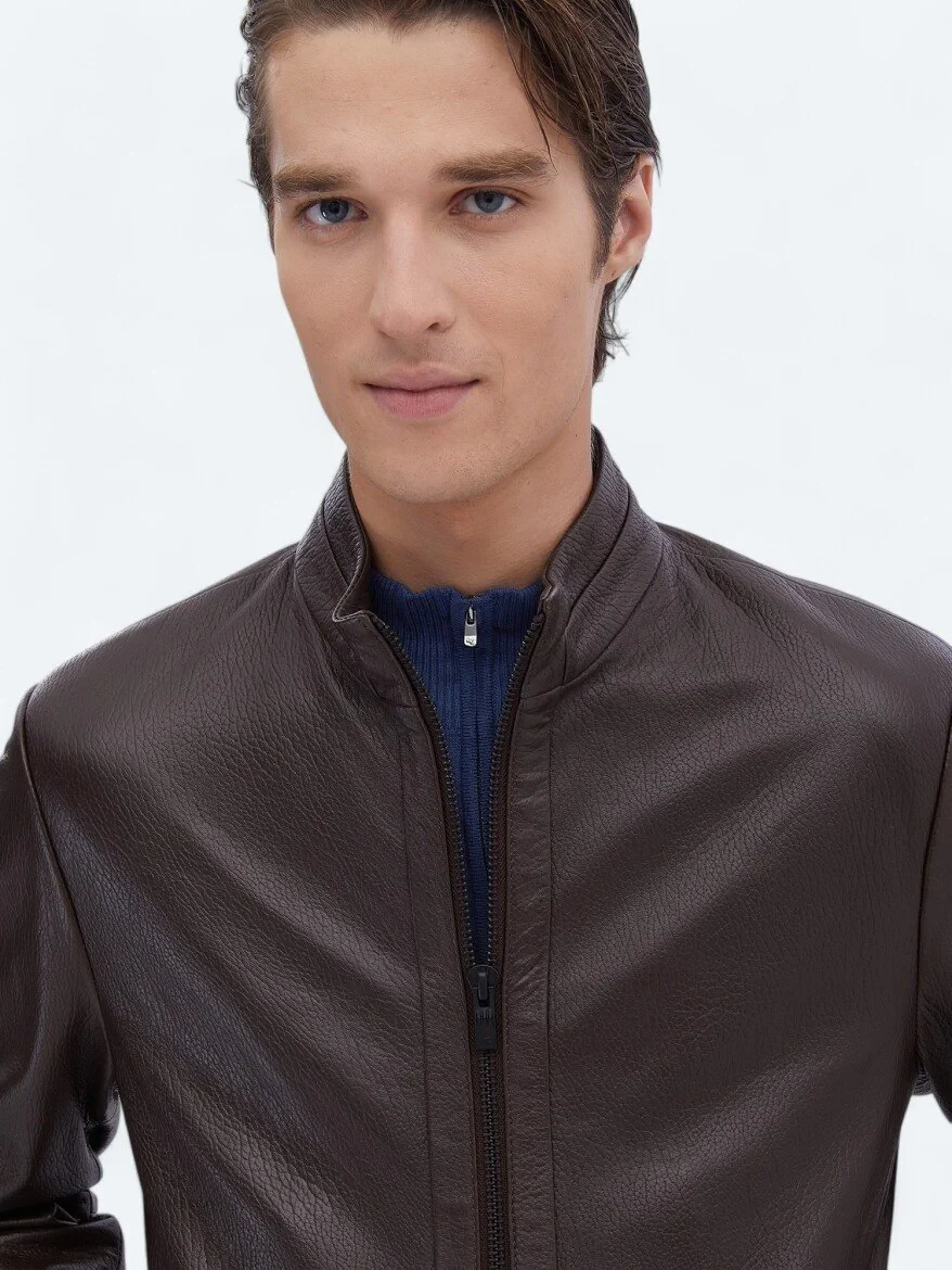 Hazelnut Sheep Leather Leather Coat 