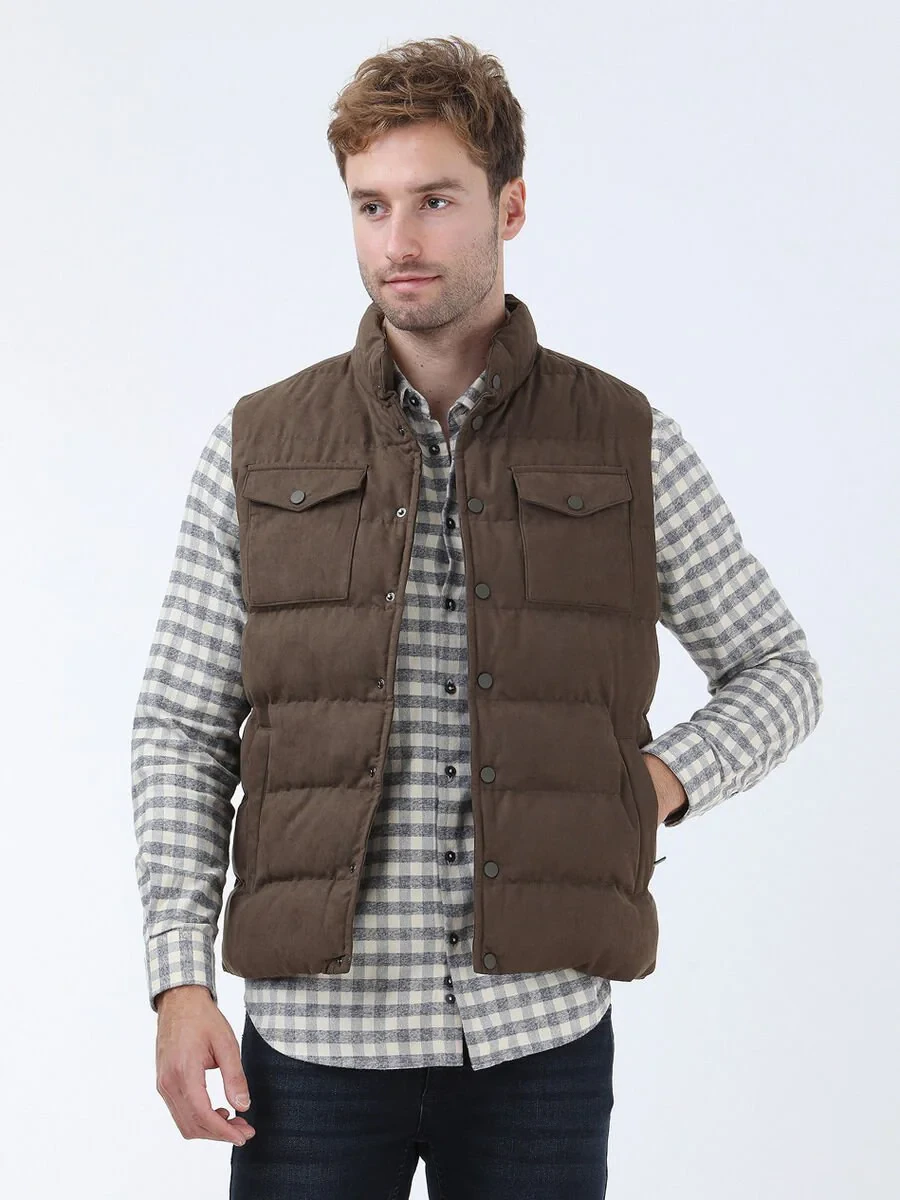 Hazelnut Weaving Puffer Vest - 3