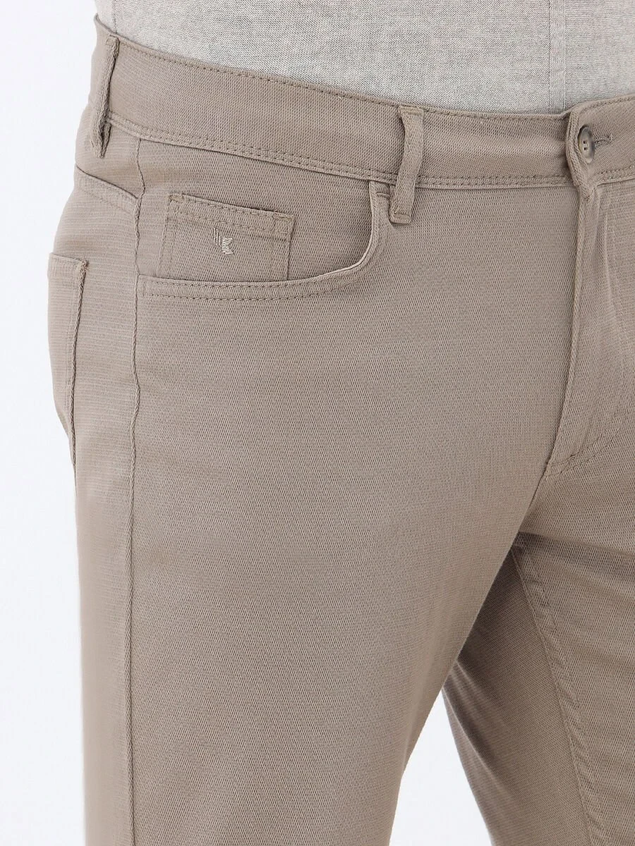 Hazelnut Weaving Slim Fit Casual Cotton Blended Trousers - 4