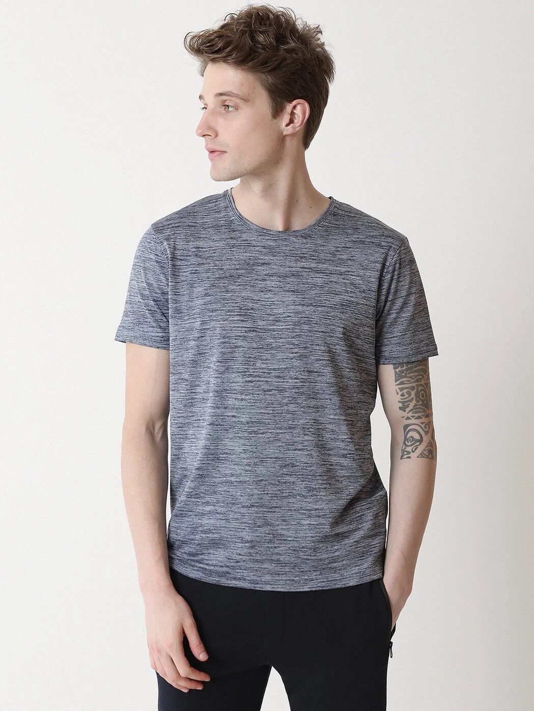 İndigo Bisiklet Yaka T-Shirt - 1