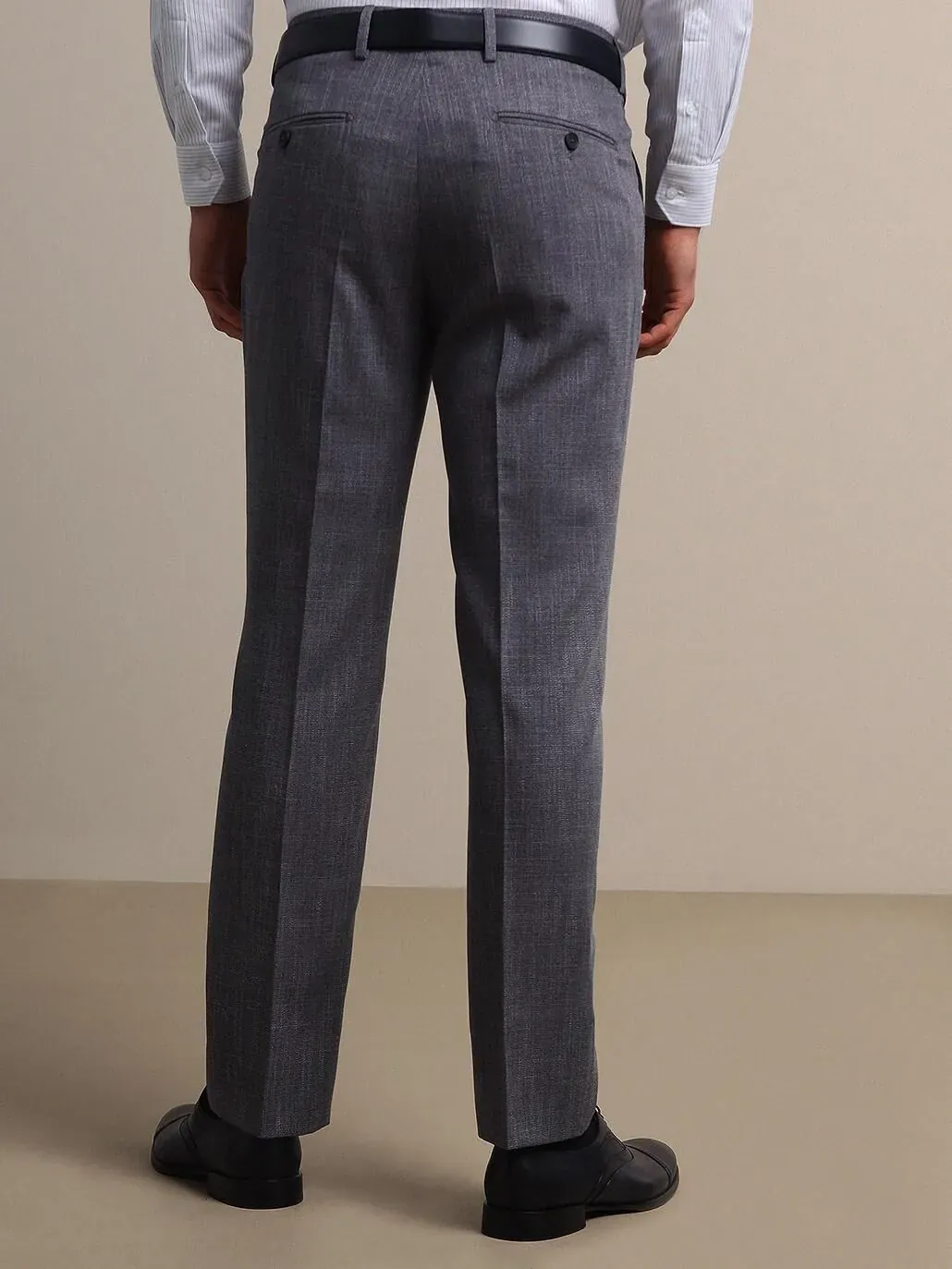 İndigo Desenli Dokuma Fitted Fit Smart Casual Pantolon - 5