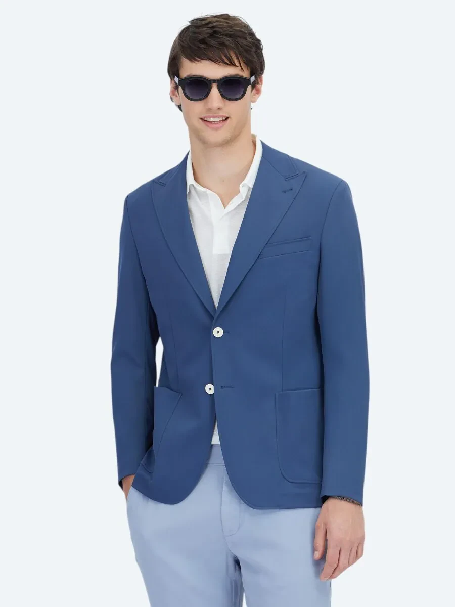 İndigo Desenli Modern Fit Ceket - 1