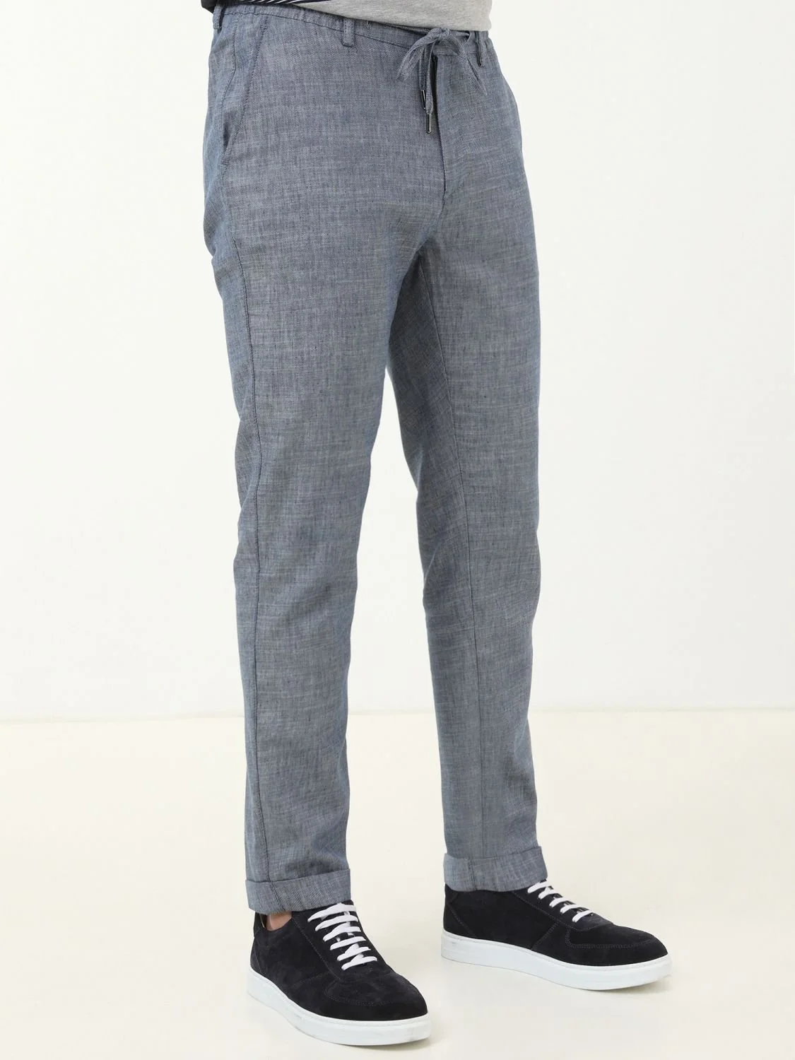 İndigo Dokuma Jogging Fit Casual Pamuk Karışımlı Pantolon - 1