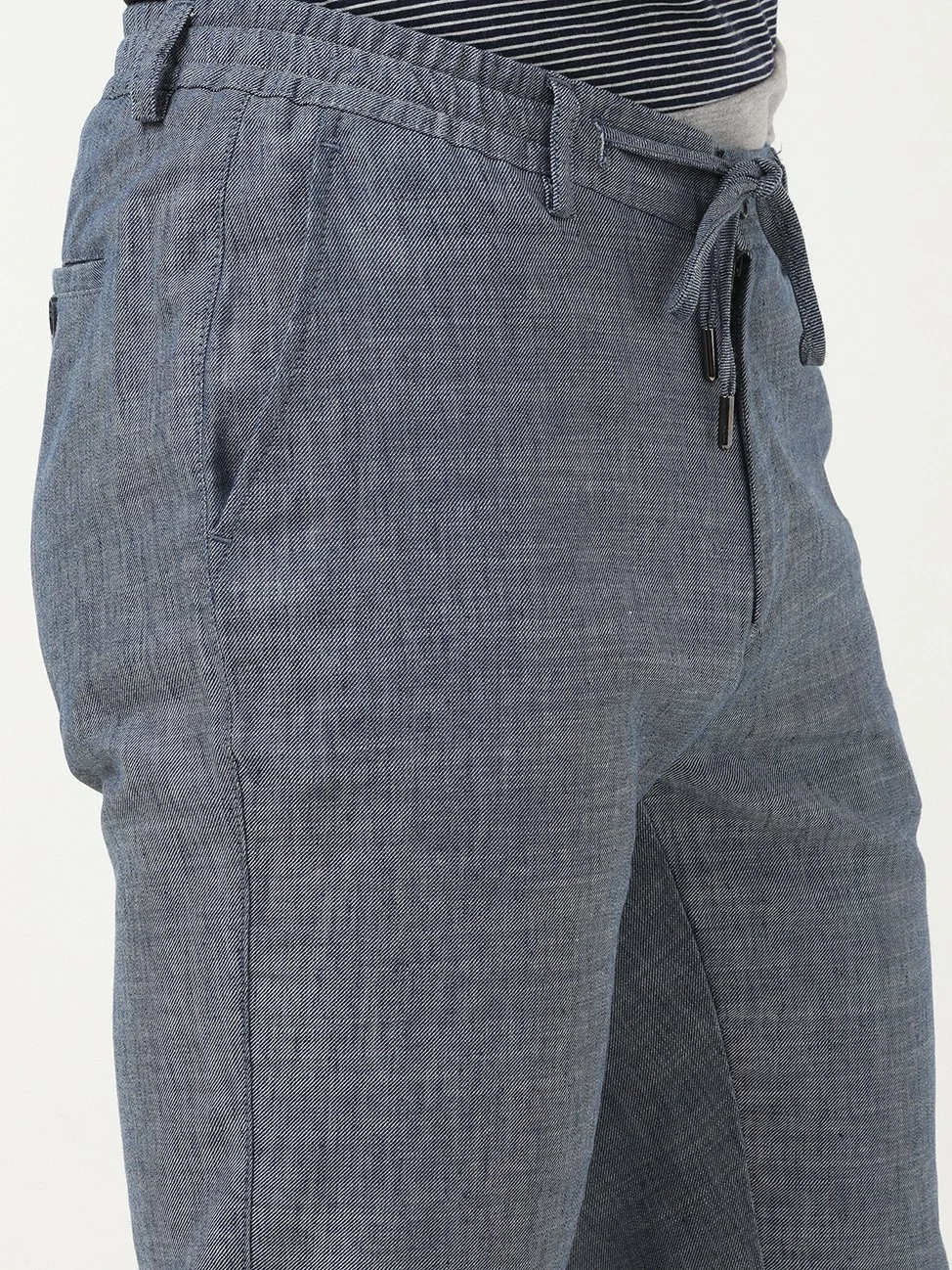 İndigo Dokuma Jogging Fit Casual Pamuk Karışımlı Pantolon - 3