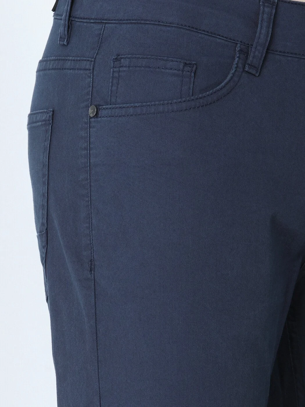 İndigo Dokuma Slim Fit Casual Pamuk Karışımlı Pantolon - 2