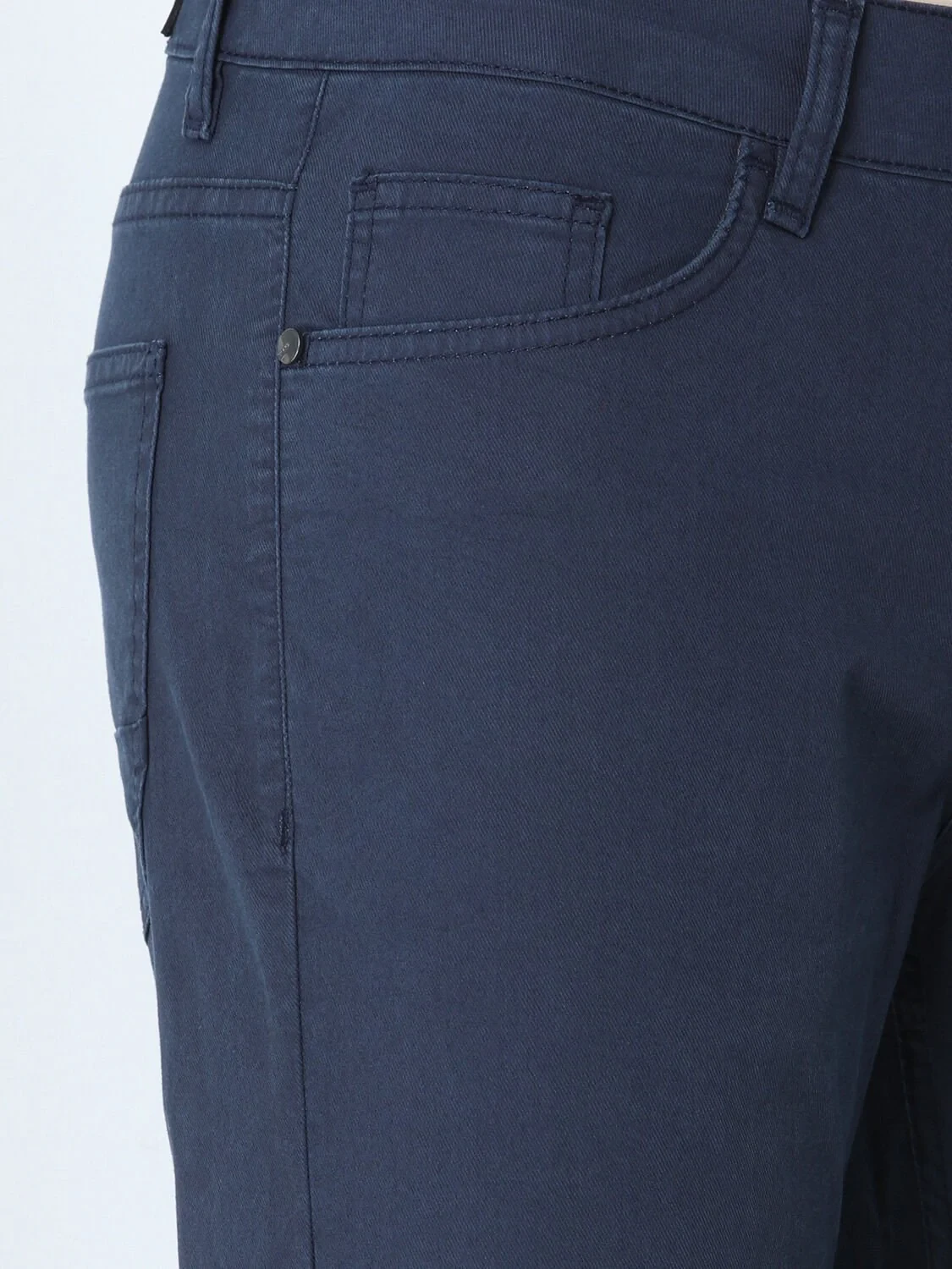 İndigo Dokuma Slim Fit Casual Pamuk Karışımlı Pantolon - 2