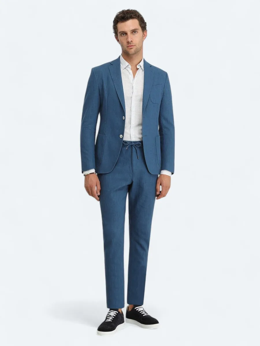 İndigo Düz Modern Fit Takım Elbise - 2
