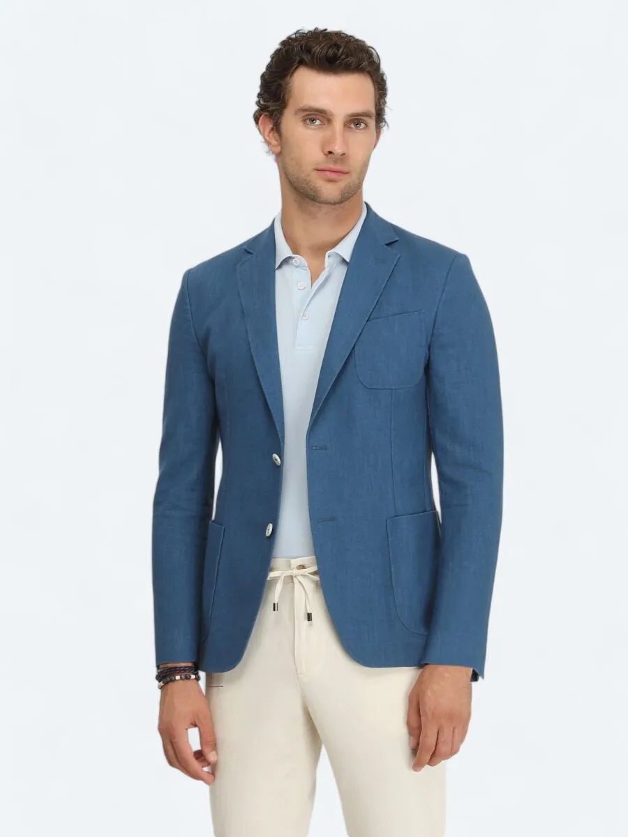 İndigo Düz Modern Fit Takım Elbise - 5