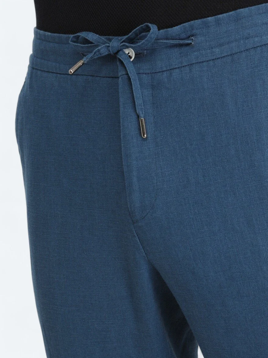 İndigo Düz Modern Fit Takım Elbise - 6