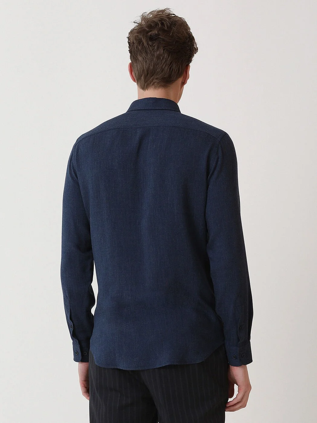 İndigo Düz Regular Fit Dokuma Casual Gömlek - 5