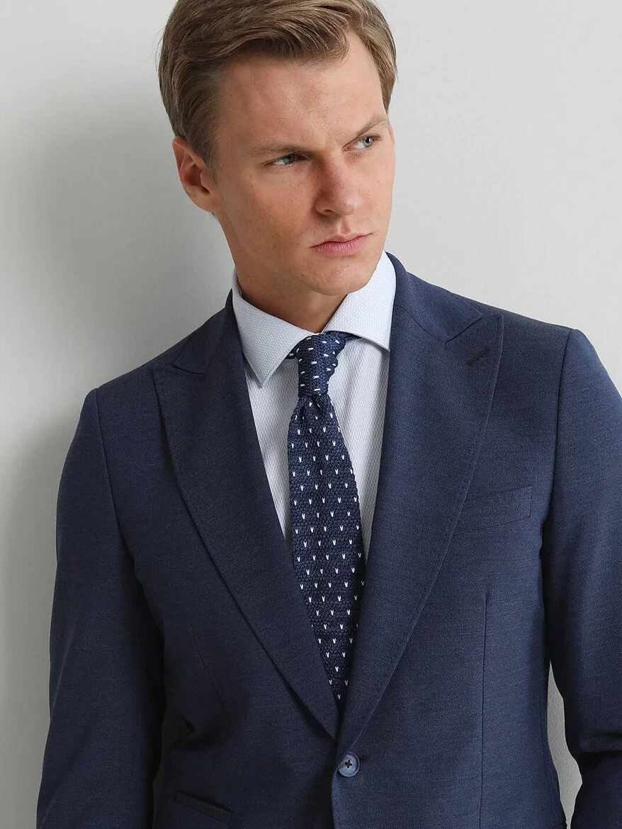 İndigo Düz Slim Fit Takım Elbise - 2