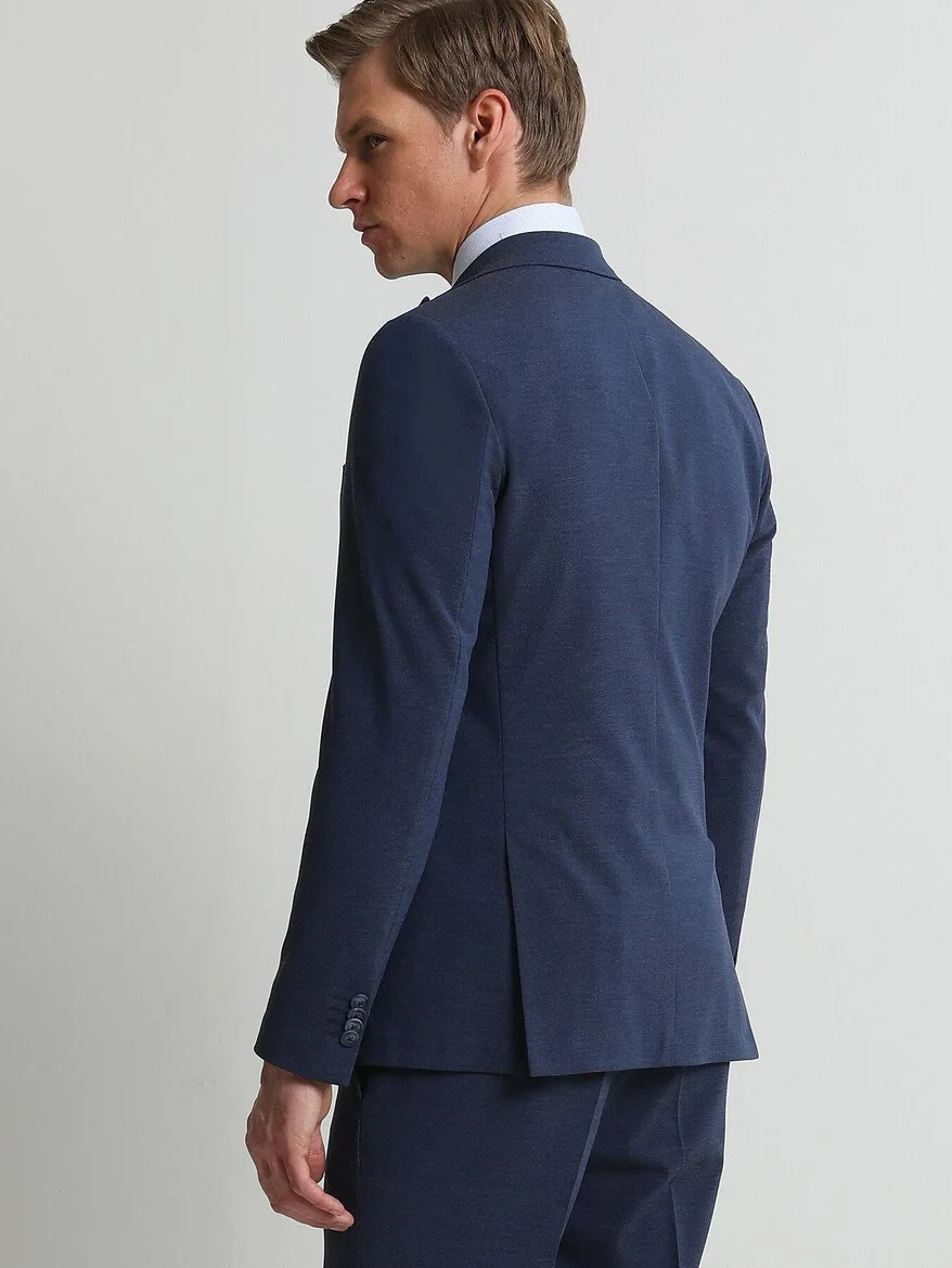 İndigo Düz Slim Fit Takım Elbise - 4