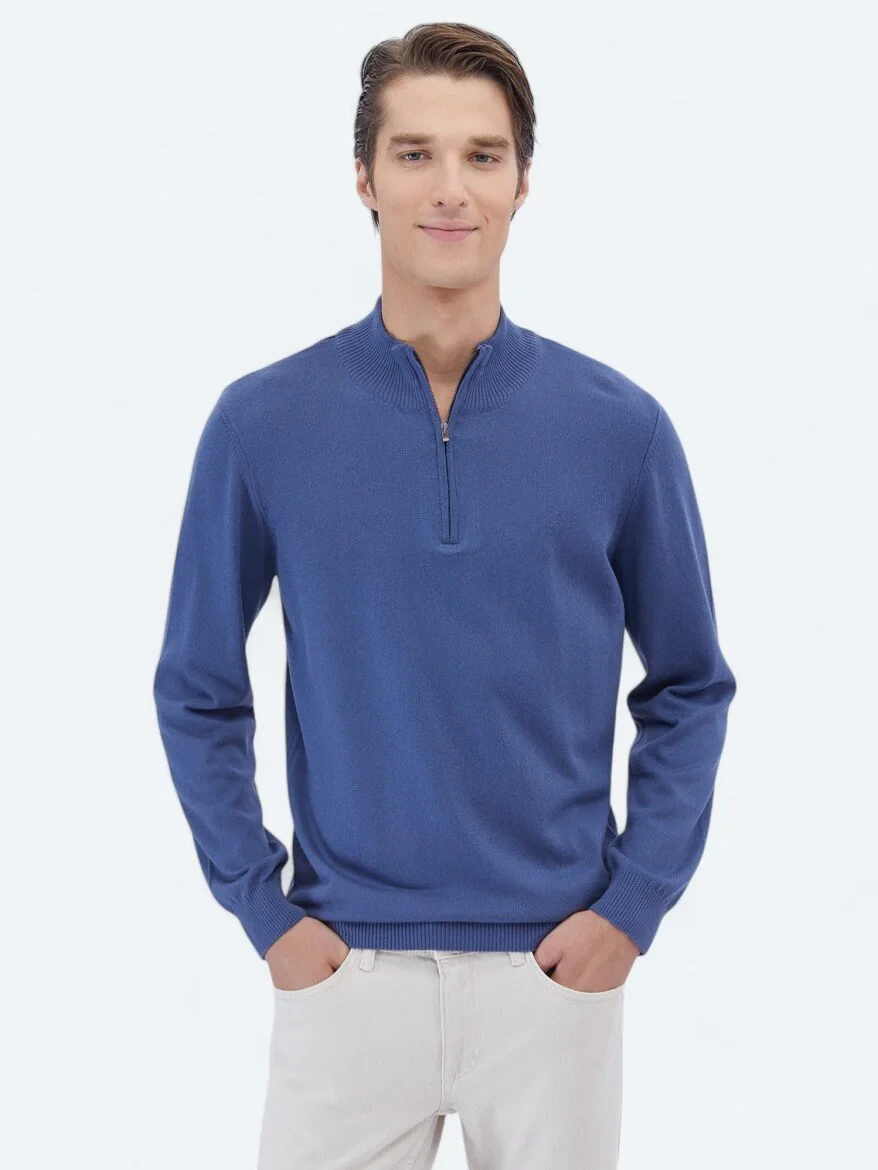 Indigo Knitwear Sweatshirt - 1