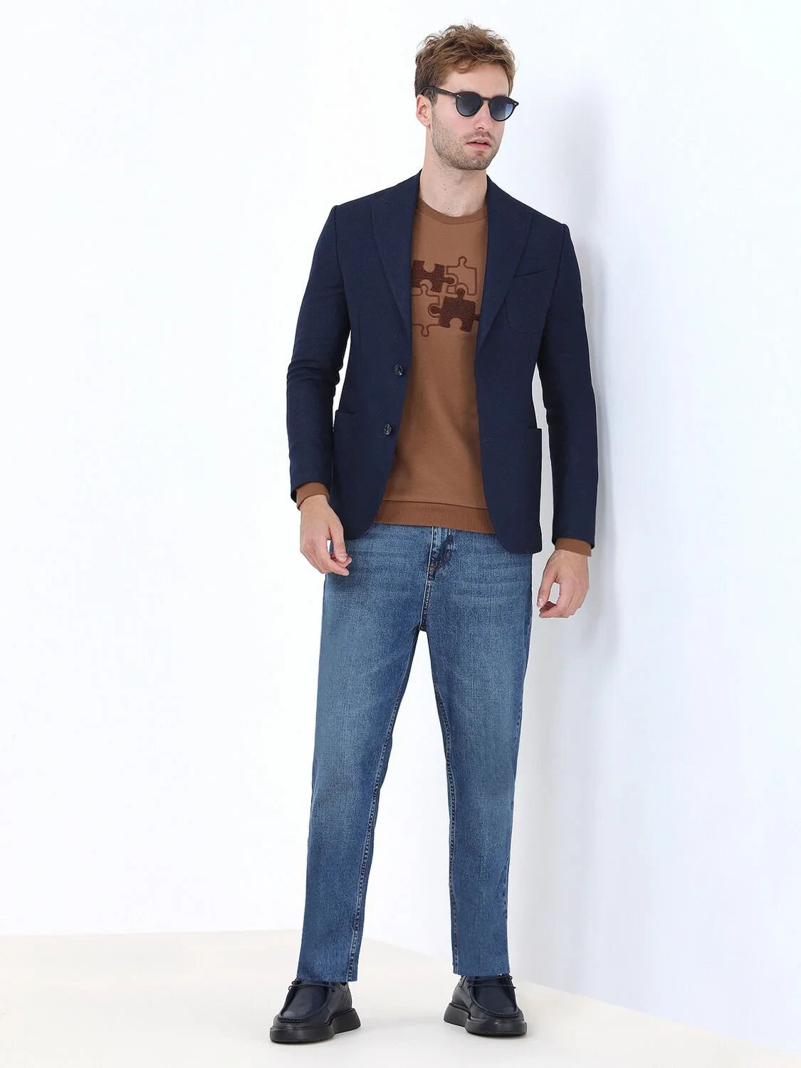 Indigo Plain Comfort Fit Jacket - 2