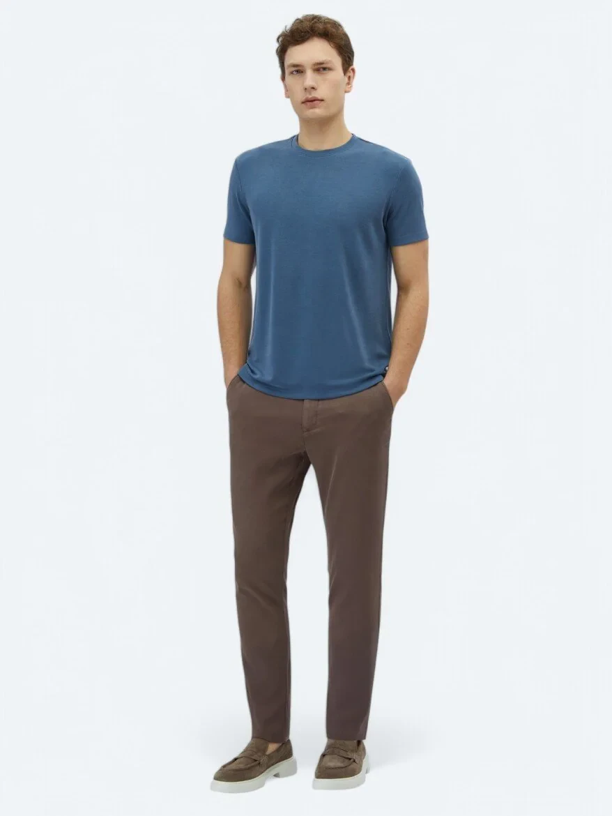 Indigo Plain Crew Neck T-Shirt - 2