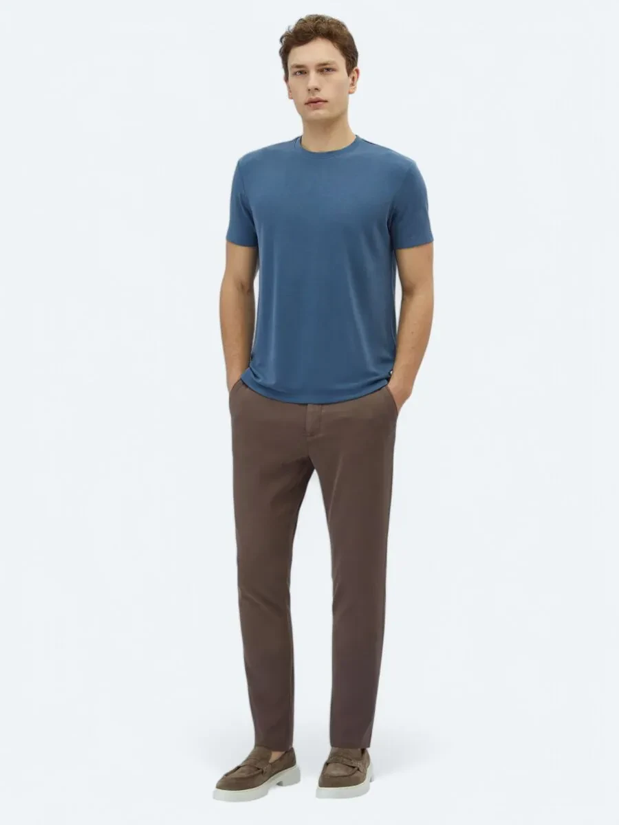 Indigo Plain Crew Neck T-Shirt - 2