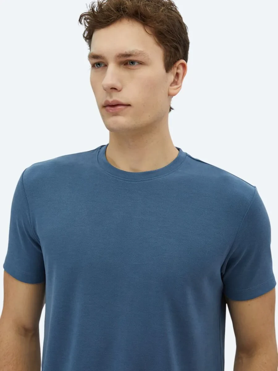 Indigo Plain Crew Neck T-Shirt - 3
