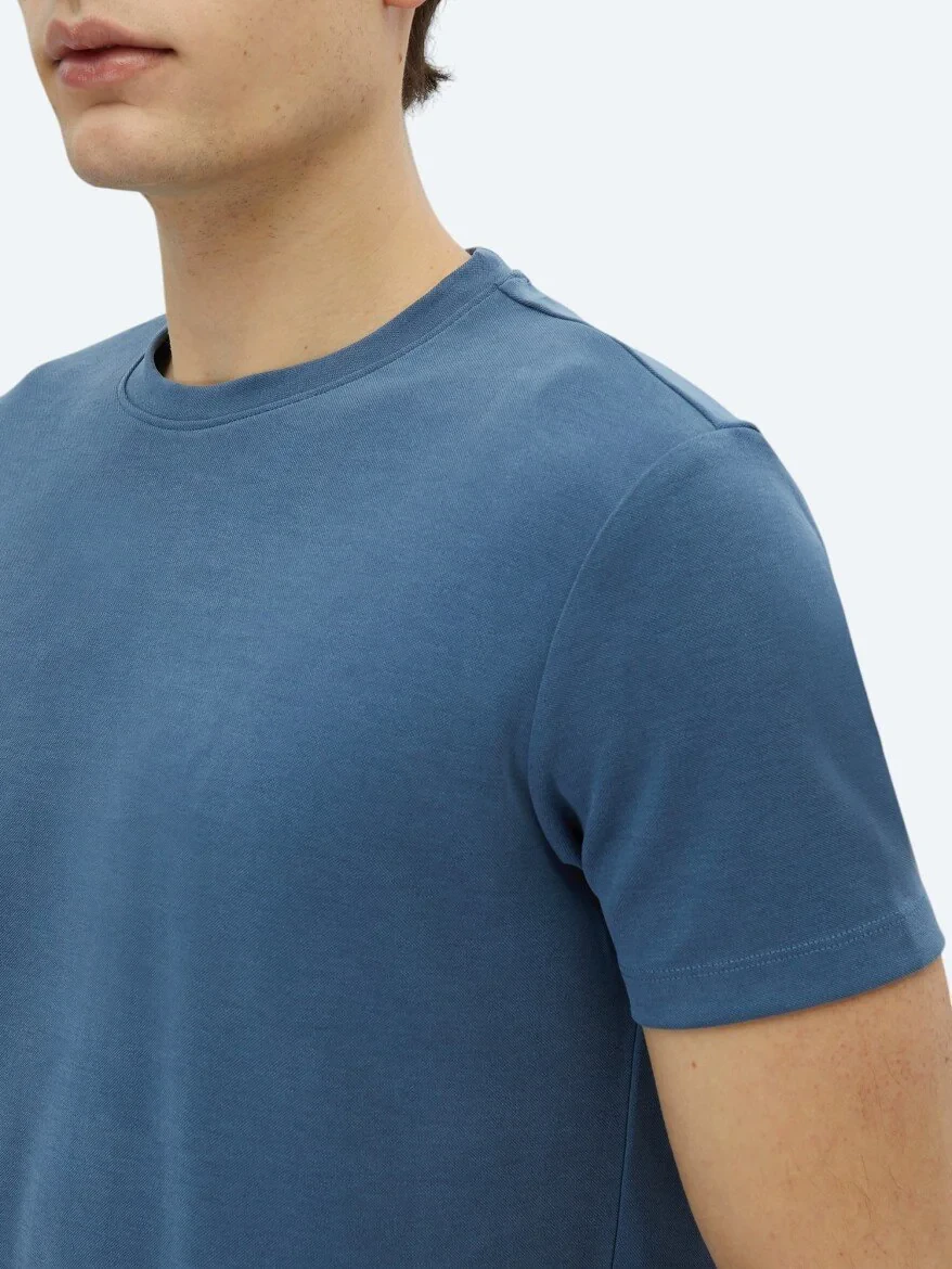 Indigo Plain Crew Neck T-Shirt 