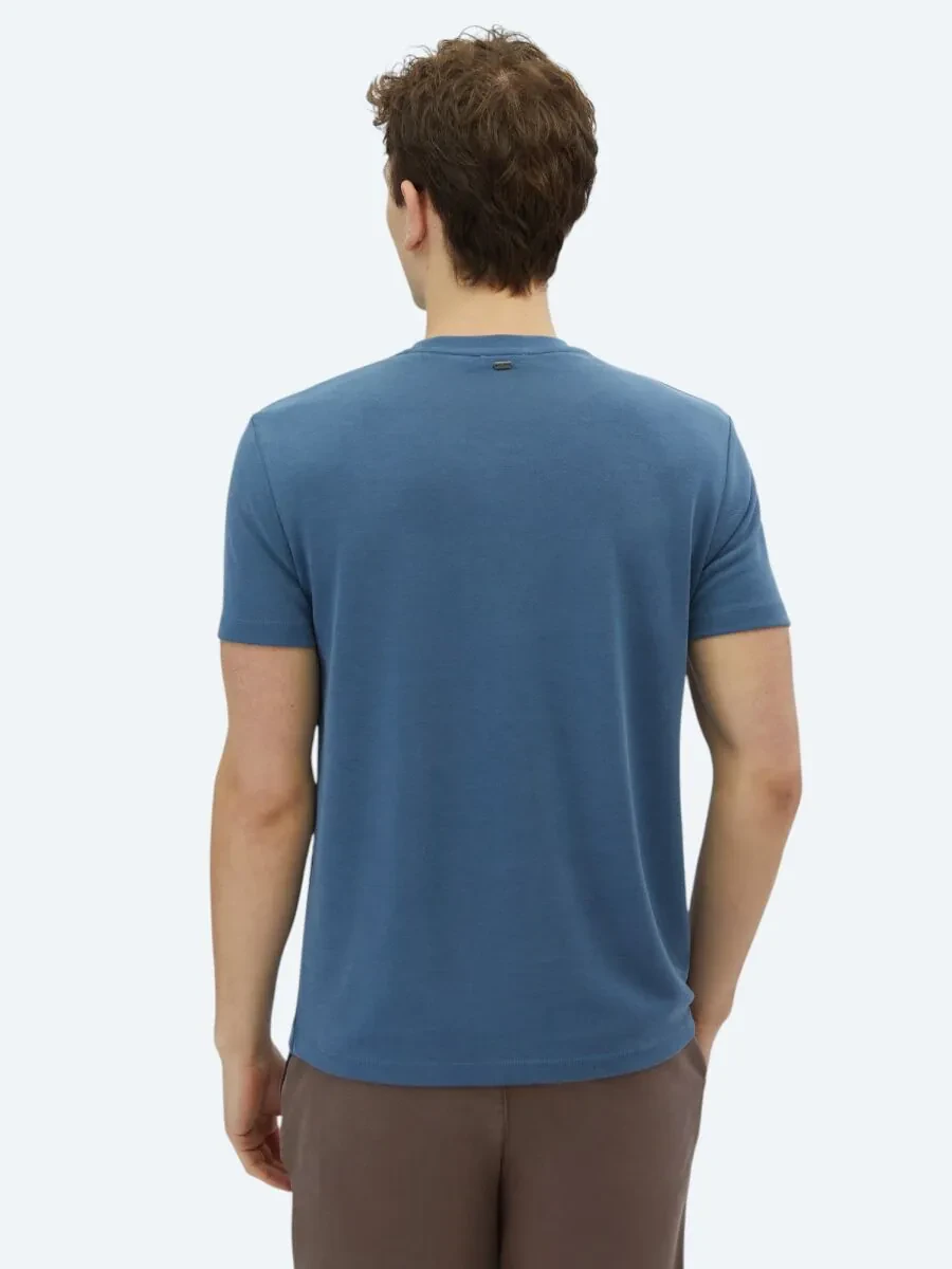 Indigo Plain Crew Neck T-Shirt - 5