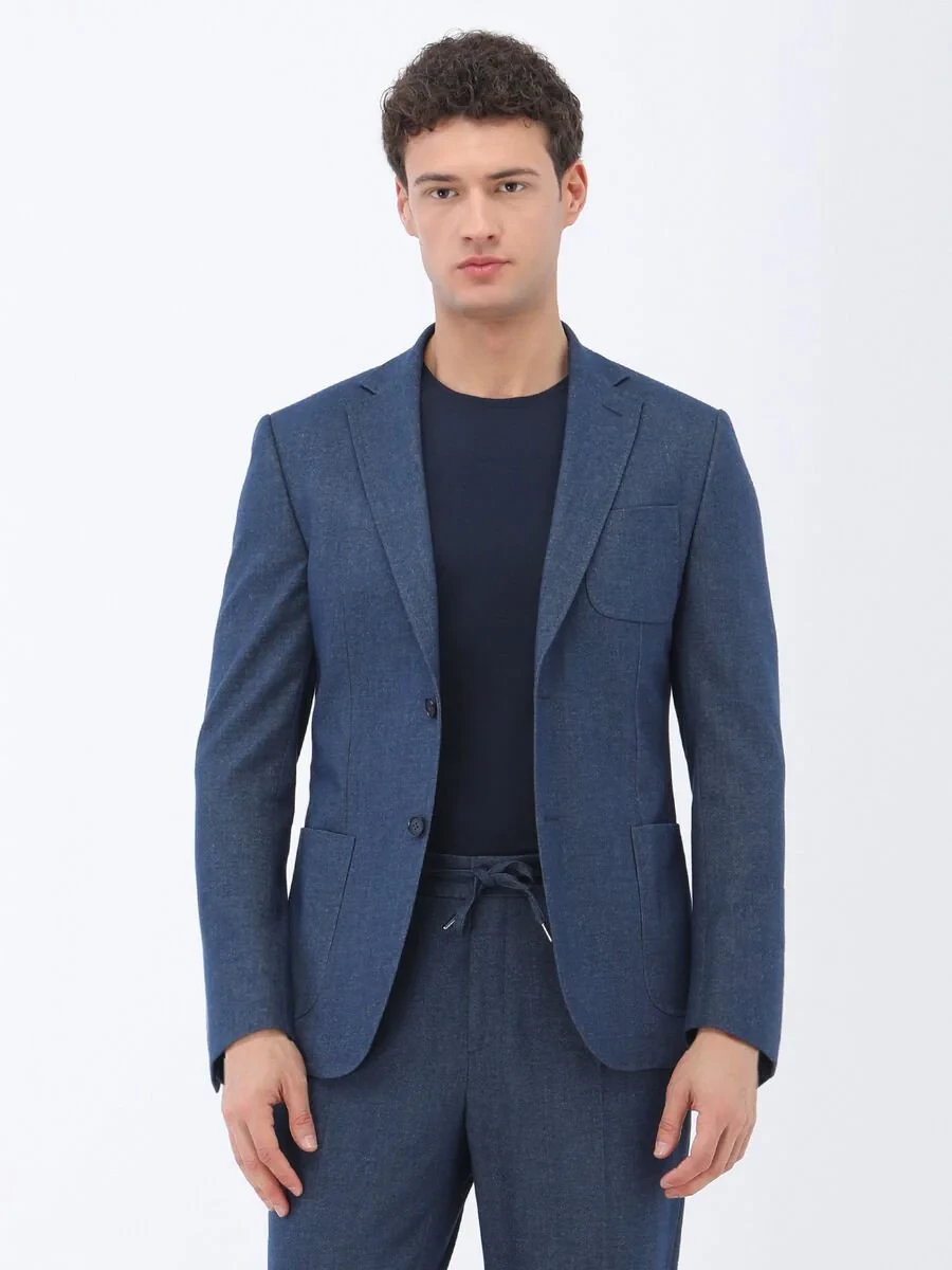 Indigo Plain Modern Fit Suit - 1