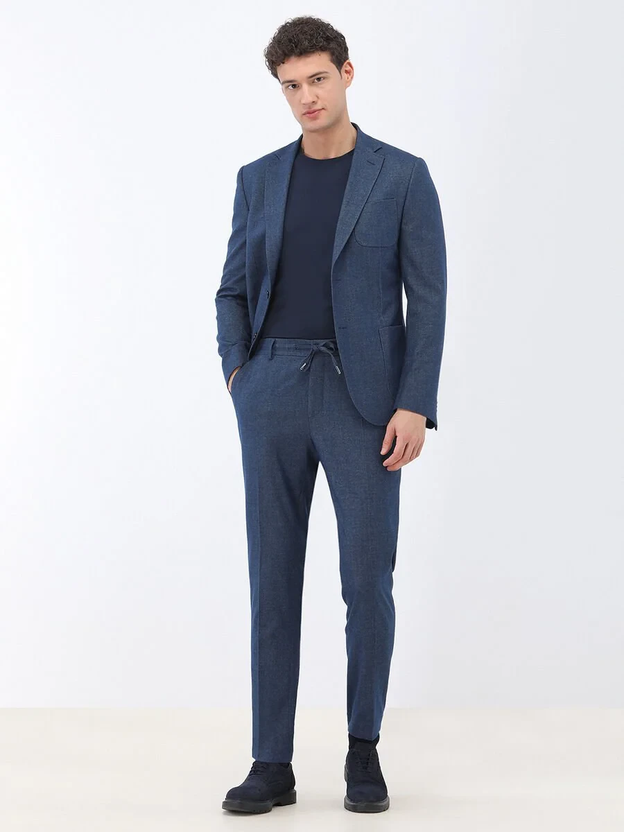 Indigo Plain Modern Fit Suit - 2