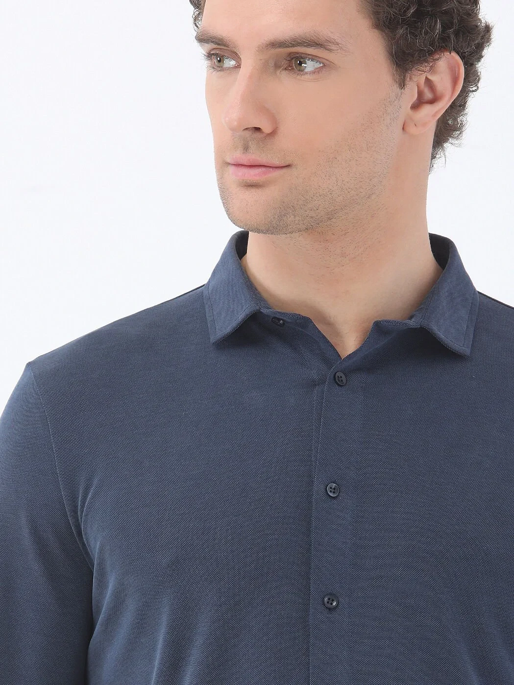 Indigo Regular Fit Knitting Casual Shirt - 3